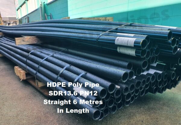 HDPE Poly Pipe SDR13 6 PN12 Straight 6 Metres In Length Colour Black