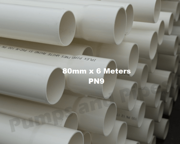 PVC Pipe 80mm x 6 Meters PN9 Solvent Weld SWJ Pressure Pipe – Pumps and ...