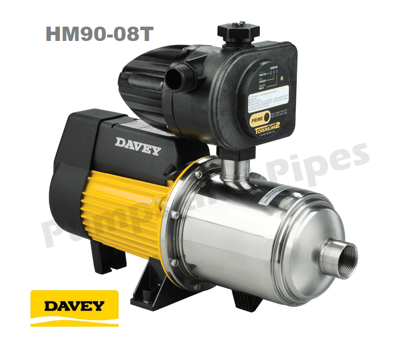 Davey HM9008T Single Phase 0.72kW Pressure Pump Unit Pumps and Pipes
