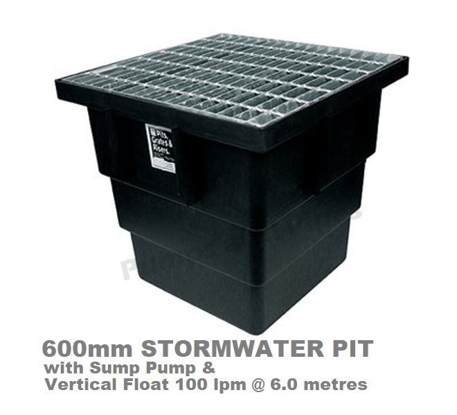 600mm Stormwater Pit with Sump Pump With Vertical Float 100 lpm @ 6.0 ...