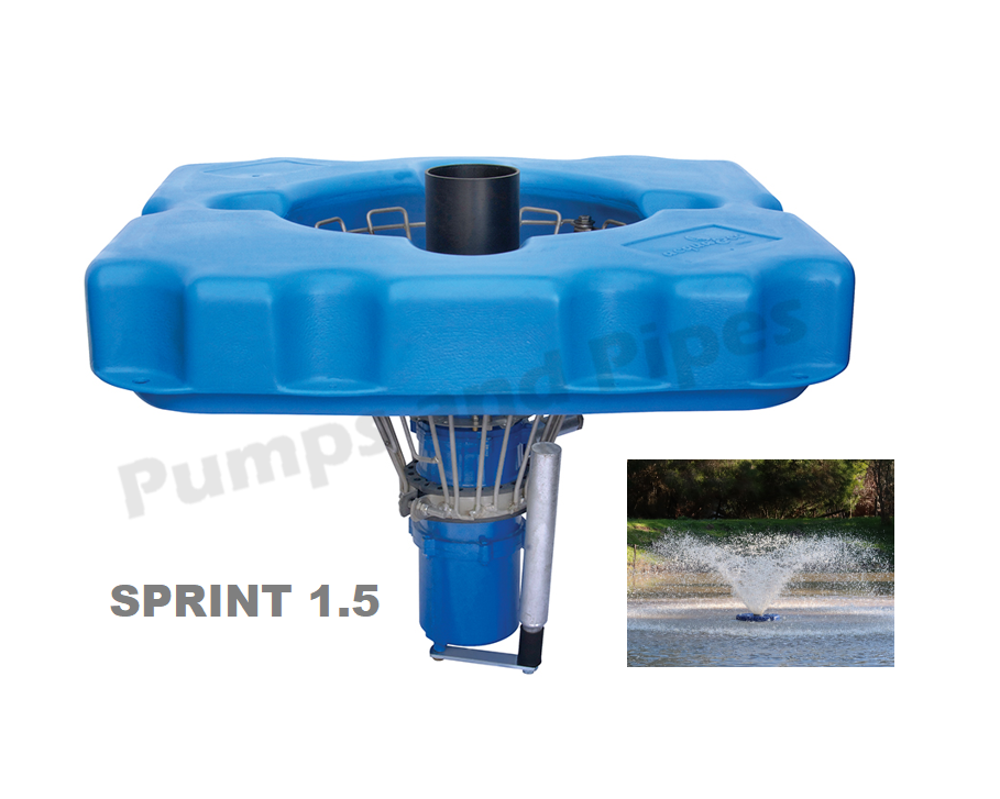 Single Phase Floating Dam Aeration Pump SPRINT 1.5 Aerator + Extra