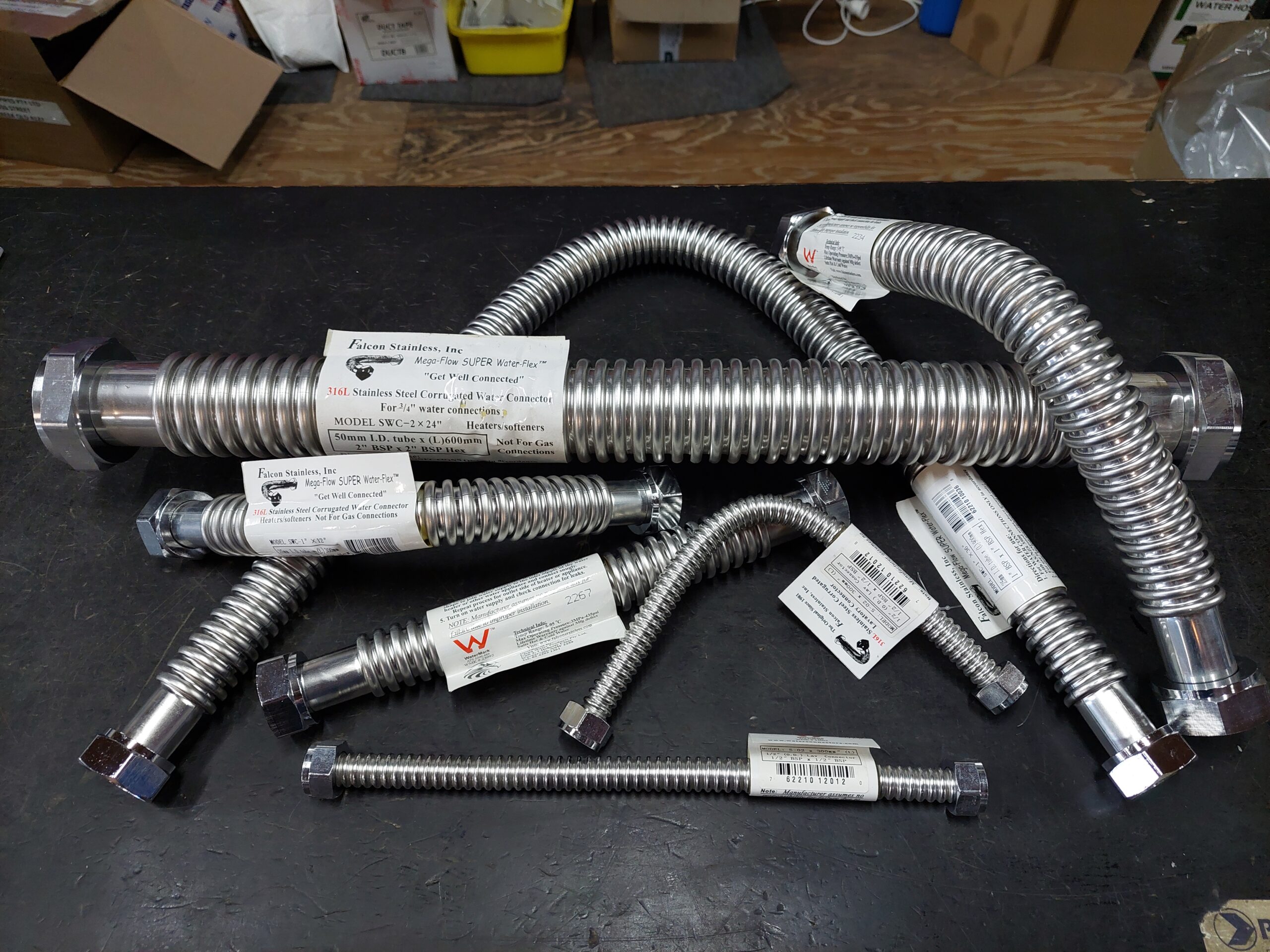 Falcon 316L Stainless Steel Flexible Connector Hose Water Marked For