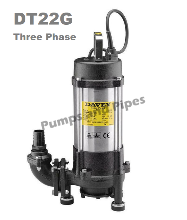 DT08 Three Phase 0.8kW Drainage Storm Water Sump Pump Davey 1080.00 incl GST Pumps and Pipes